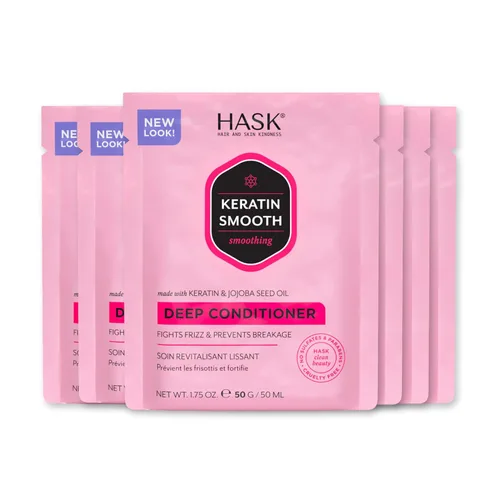 HASK KERATIN - Tratamientos suavizantes para todo tipo de cabello, sin color, sin gluten, sin sulfatos, sin parabenos, paquete de 6