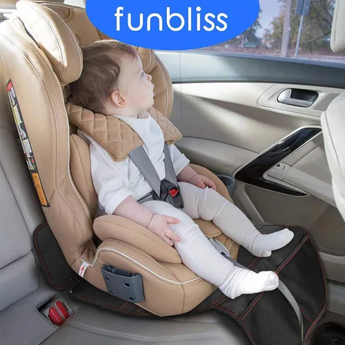 Miniatura 3 de funbliss Protector de asiento de automóvil para asiento de automóvil infantil, alfombrilla de asiento para debajo del asiento de automóvil con Negro