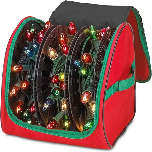 Miniatura 10 de Bolsa de Almacenamiento Premium para Luces de Navidad – Material 600D Resistente a Desgarros de Servicio Pesado con Asas Reforzadas – Incluye 3 Gris