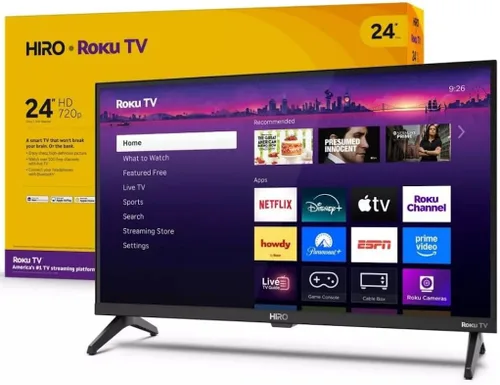 Roku Hiro H24C2C4 - Televisor LED inteligente de pantalla plana HD de 24 pulgadas y 720p con audio Dolby para transmisión, con Wi-Fi, Bluetooth,