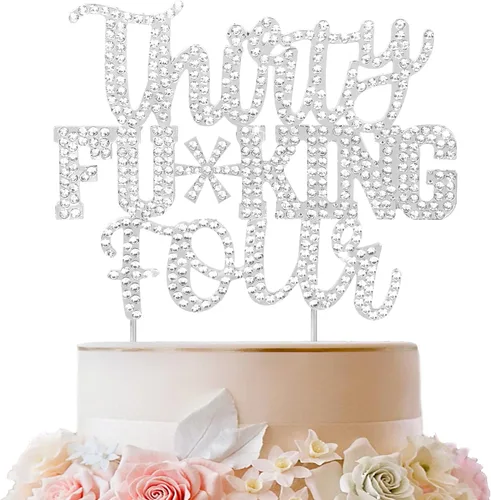 Miniatura 41 de LINGTEER Veintiún divertidos adornos dorados para tartas con diamantes de imitación – Saludos a los 21 años de edad, decoración de centros de mesa