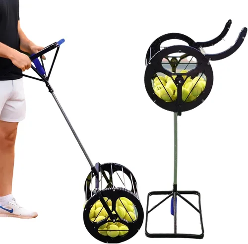 Recogedor multifuncional de pelotas de tenis con 36 – Cesta de almacenamiento de pelotas de tenis y lanzador de pelotas, ideal para principiantes,