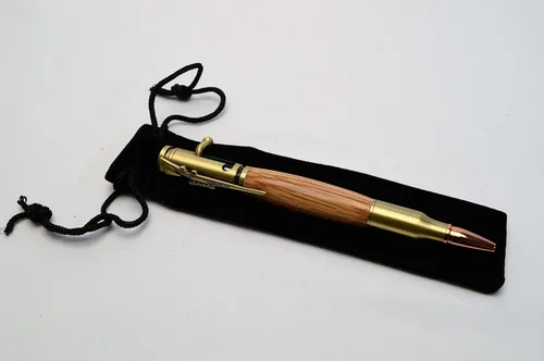 Miniatura 7 de Whiskey Barrel Bolt Action Bullet Pen in Antique Brass Finish with Velvet Pouch