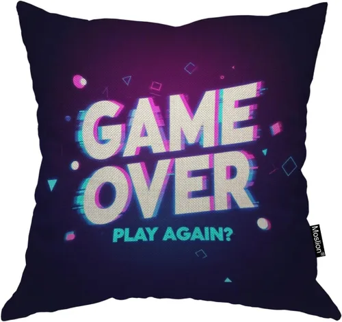 Moslion Funda de almohada de videojuegos vintage de 18 x 18 pulgadas, funda cuadrada de algodón y lino para sofá, dormitorio, color verde
