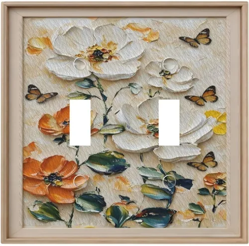 Miniatura 149 de Cubiertas Decorativas de Arte para Interruptores de Luz, Hojas de Otoño, Placa de Pared de Palanca Individual, Cubierta Decorativa de Interruptor