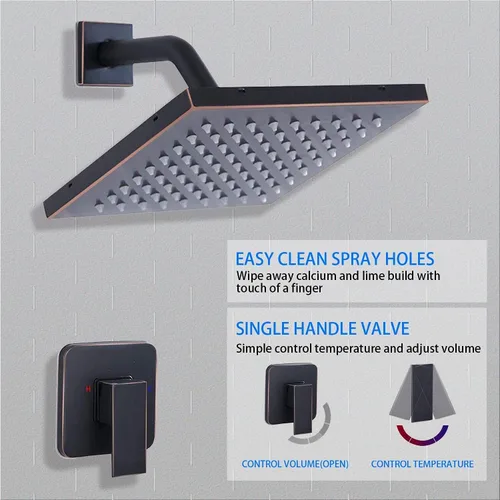 Miniatura 4 de Grifo de Ducha de Bronce Aceitado GGStudy Kit de Acabado de Ducha de Una Sola Función con Válvula de Instalación Empotrada Conjunto de Ducha de Baño