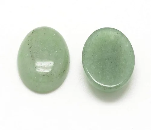 Miniatura 2 de Fashewelry 50 cabujones de piedra preciosa natural ovalada de aventurina verde con parte trasera plana, 0.551 x 0.394 in, cuentas de cristal