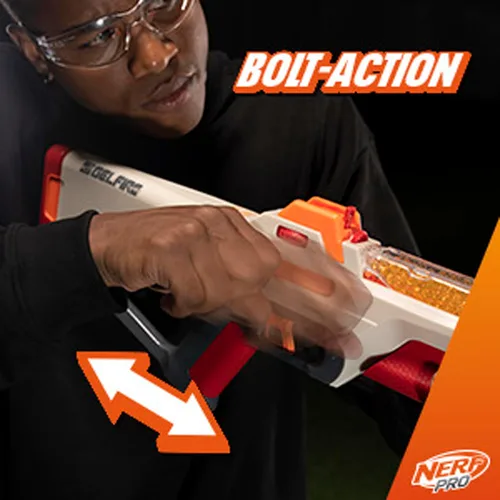Miniatura 7 de Pistola Nerf Pro Gelfire Ghost de acción de proyectiles, cañón de impulso extraíble, 5000 rondas de gel, tolva integrada de 100 rondas, gafas