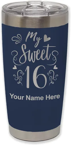 Miniatura 20 de LaserGram Taza aislada al vacío de 20 onzas, My Sweet 16, grabado personalizado incluido (gris)