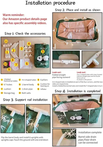 Miniatura 3 de Bañera portátil para cabina de ducha, grande de 47 pulgadas plegable para adultos, baño familiar separado, bañera plegable japonesa, ideal para baño