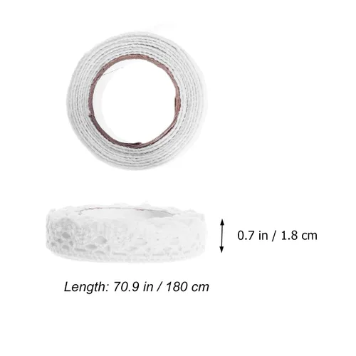Miniatura 2 de EXCEART Paquete de 2 cintas de encaje blancas de 70.86 pulgadas autoadhesivas con diseño floral para álbumes de recortes, manualidades, diario