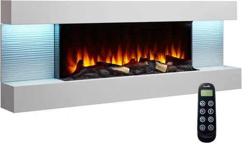 Miniatura 8 de SimpliFire Format Chimenea eléctrica de montaje en pared de 36 pulgadas con repisa flotante de 43 pulgadas (SF-FORMAT36-SF-FM43-WH)