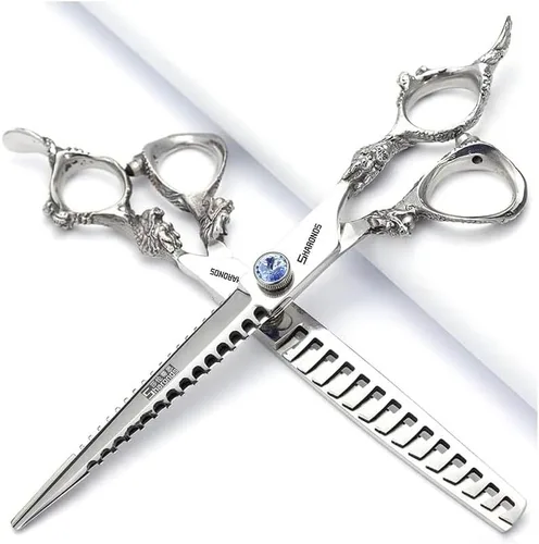 Miniatura 11 de Tijeras profesionales de peluquería de 7, 7.5, 8, 9 pulgadas, para peluquería, peluquería, peluquería, corte de pelo, tijeras de dragón (grande).