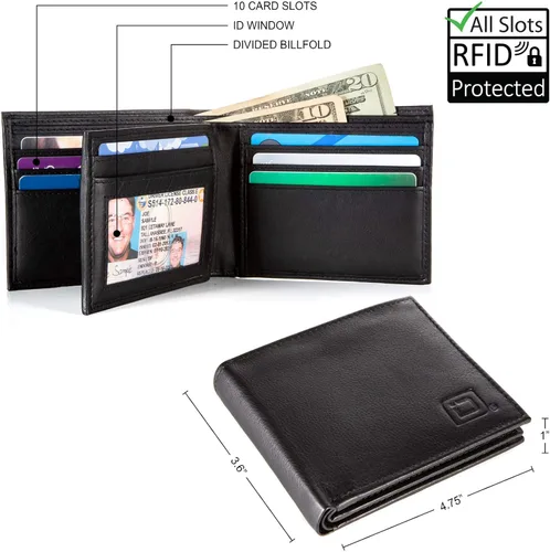 Miniatura 5 de Billetera de cuero para hombre con 10 ranuras RFID de bloqueo, S