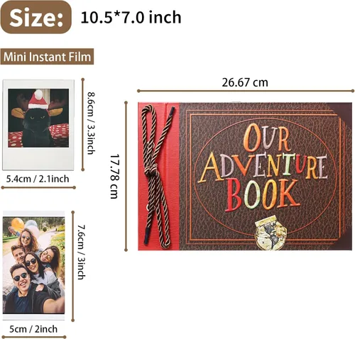 Miniatura 4 de Álbum de Fotos para Scrapbook, Nuestro Libro de Aventuras, Palabras en Relieve Tapa Dura Película Up Álbum de Recortes de Viaje para Aniversario