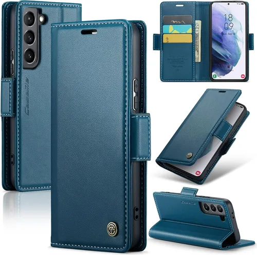 Miniatura 18 de Funda tipo cartera compatible con Samsung Galaxy S21 con tarjetero de bloqueo RFID, funda de piel con función atril para Samsung Galaxy S21 de 6.2