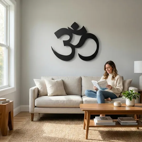 Miniatura 4 de DEKADRON Arte de pared de metal, decoración de metal Om, decoración de Namaste, regalos de yoga, símbolo de aum, arte de pared OM, decoración