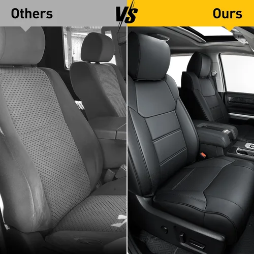 Miniatura 3 de Super Cubierta para Fundas de Asiento Toyota Tundra 2014-2021 (Solo CrewMax), Juego Completo de Protectores de Asiento Negros para Camioneta Pickup