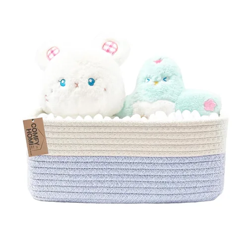 Miniatura 36 de COMFY-HOMI Cesta tejida de cuerda de algodón con asas para estantes, juguetes, libros, cestas de almacenamiento de tela para organizar, organizador