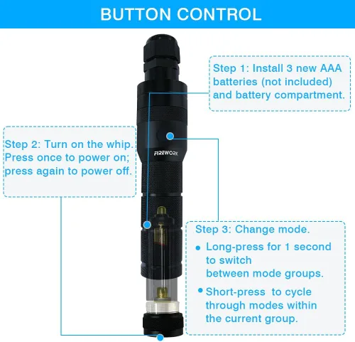 Miniatura 4 de Firework Látigo de fibra óptica, luz LED para bailar, juguete giratorio de 360°, 40 modos de efecto de color, ligero y portátil para fiestas al aire