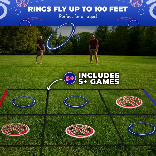 Miniatura 5 de Swooc Games® - Fling Tac Toe™ (9 pies x 9 pies) Juego gigante de Tic Tac Toe al aire libre Juegos gigantes resistentes a la intemperie