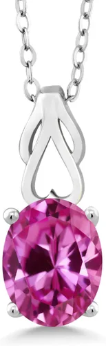 Miniatura 153 de Gem Stone King Collar de plata de ley 925 con piedra natal ovalada de 0.354 x 0.276 in Collar con colgante solitario para mujer Con cadena