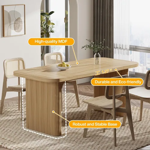 Miniatura 7 de Tribesigns Escritorio ejecutivo de 62 pulgadas, escritorio grande para computadora de oficina con doble pedestal, mesa rectangular de estilo moderno