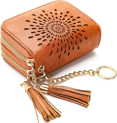 Miniatura 34 de APHISON RFID - Porta tarjeta de crédito con llavero, cartera pequeña con cremallera para mujer, Moderno