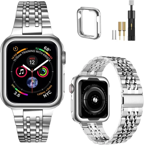Miniatura 23 de MioHHR - Correa compatible con Apple Watch de 49 mm Ultra 3/2/1, correa de metal de acero inoxidable sólida para iWatch 49 mm Series Ultra 3/2/1
