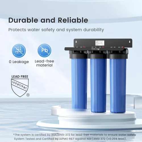 Miniatura 5 de Waterdrop Sistema de filtro de agua de 3 etapas para toda la casa, reduce el hierro y el manganeso, con filtros de carbono y sedimentos, filtración