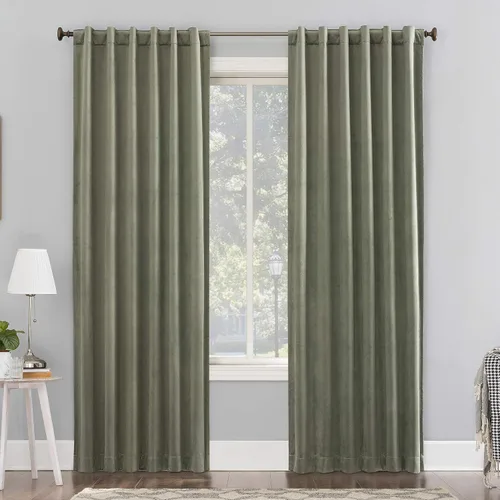 Miniatura 12 de Sun Zero Hampshire - Cortina térmica de terciopelo con reducción de ruido, pestañas traseras, 100% opacas, 50" x 84", dorado