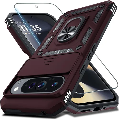 Miniatura 48 de Janmitta - Funda compatible con Google Pixel 9 Pro XL con cubierta deslizante para lente de cámara incorporada + protector de pantalla + soporte