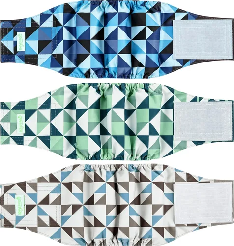 Miniatura 15 de Pañales para perro macho Wegreeco, lavables (paquete de 2), envoltorio para vientre lavable para perro macho, multicolor/fantasía (JEANS)