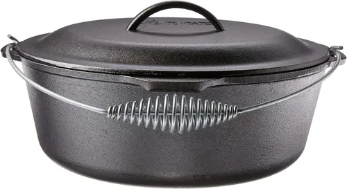Miniatura 7 de Lodge Horno holandés de hierro fundido pre-sazonado de 5 cuartos de galón con tapa, mango de alambre para una fácil transferencia de la superficie