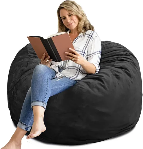 Silla de Puff SEASXOLTE de 4 pies, rellena de espuma viscoelástica, con funda de terciopelo extraíble, sillas de puff gigantes para adultos y