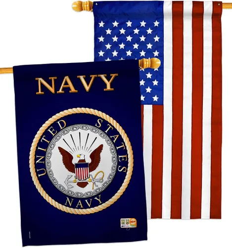 Miniatura 32 de Breeze Decor Bandera de jardín de 13 x 18.5 pulgadas, con licencia oficial de las Fuerzas Armadas de los Estados Unidos de la Marina de los Estados