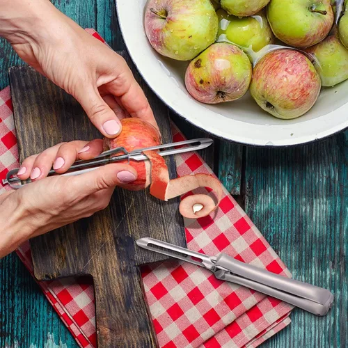 Miniatura 5 de Mudder 10 peladores de frutas y verduras, de acero inoxidable, rotativos, zanahorias, patatas, herramientas para pelar el hogar y la cocina