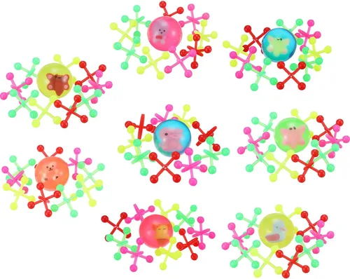 Tatuo Juego de 10 gatos de plástico, juguete clásico retro con bolas rebotantes, colores neón surtidos para recuerdos de fiesta, rellenos de