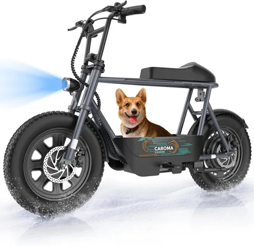 Miniatura 11 de Caroma Peak - Patinete eléctrico de 1200 W con asiento, motocicleta eléctrica de 16 pulgadas con neumáticos gruesos, rangos máximos de 30 millas