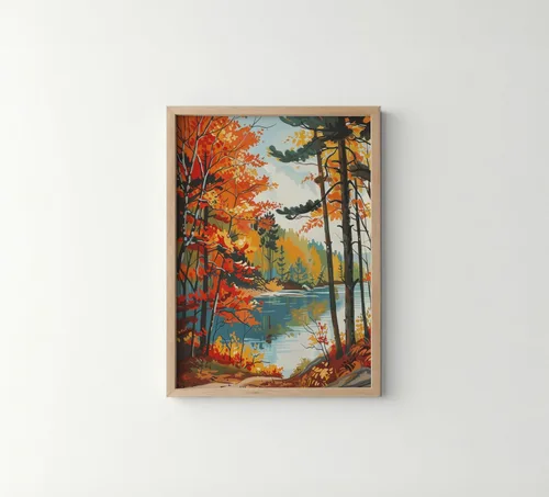 Miniatura 33 de Póster de paisaje, arte de pared retro vintage, galería de pintura de la naturaleza 22 (montañas Ades, 11 x 14 pulgadas, marco negro)