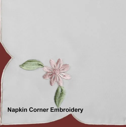 Miniatura 4 de Creative Linens Mantel bordado con diseño de margaritas rosas y flores pastel, 68 x 104 pulgadas, rectangular y 12 servilletas marfil primavera