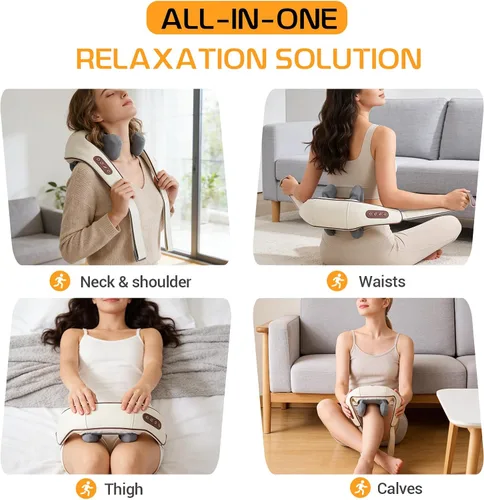Miniatura 6 de Therapexa Masajeador de cuello con calor, masajeador de cuello y hombro, masajeador shiatsu profundo 6D para aliviar el dolor de espalda, hombros