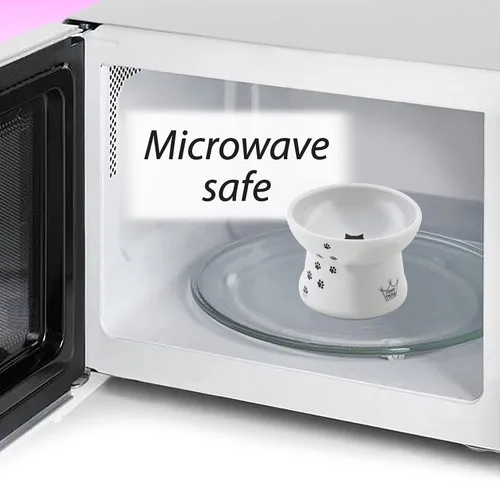 Miniatura 6 de Necoichi Cuenco elevado para comida y agua para gatos, cuencos elevados de cerámica para fatiga de bigotes y cuello, apto para lavavajillas