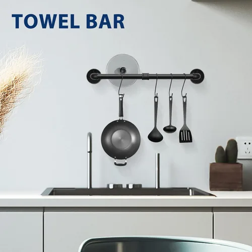 Miniatura 4 de NearMoon Juego de accesorios de baño de tubería industrial de 5 piezas, incluye barra de toalla de 18 pulgadas, soporte para papel higiénico y 3