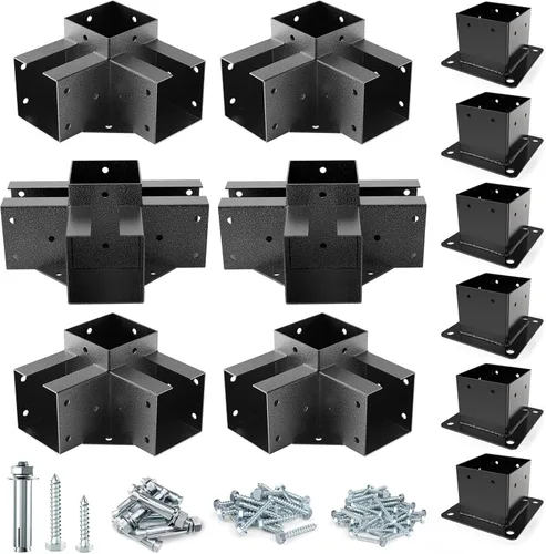 Miniatura 10 de Eapele Kit de pérgola Soportes de esquina para postes de madera de 4x4 (3.5 pulgadas x 3.5 pulgadas), acero recubierto en polvo, ángulo de 90° de 3