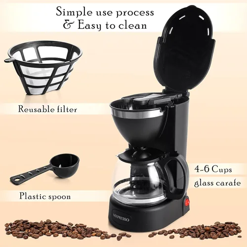 Miniatura 3 de Mixpresso Cafetera de Goteo de Café (6 Tazas), Negro