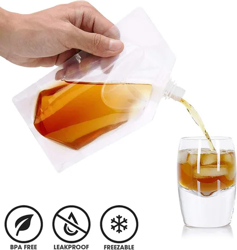 Miniatura 5 de Frascos de Plástico-Corredores de Ron Bolsas de Licor de Plástico para Colar Alcohol, A Prueba de Fugas, Sin BPA, Kit de Frasco de Viaje de Jugo