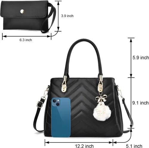 Miniatura 3 de I IHAYNER Bolsos de mano para mujer, bolso acolchado con ondas, bolso de hombro grande, bolsa cruzada para mujer, asa superior, bolsa de mano, Hobo