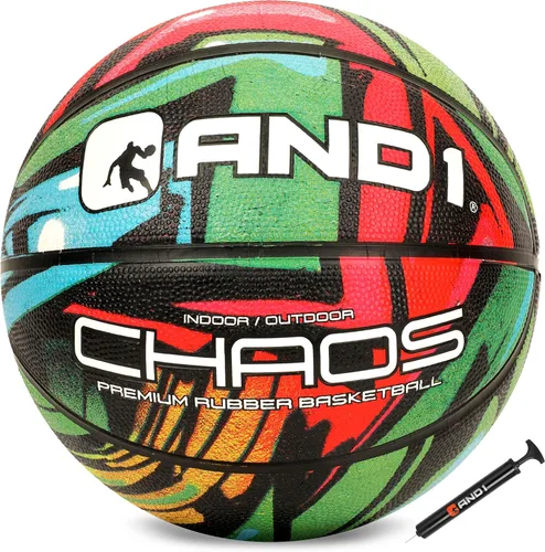 Miniatura 8 de AND1 Chaos Basketball: balón de goma de tamaño reglamentario oficial 7 (29.5 pulgadas), construcción de canal profundo, hecho