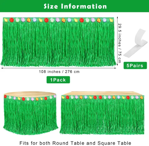 Miniatura 2 de Fovths Luau - Falda de mesa de hierba natural de 9 pies x 29.5 pulgadas, falda de mesa hawaiana para decoraciones de fiesta hawaiana tropical, Verde